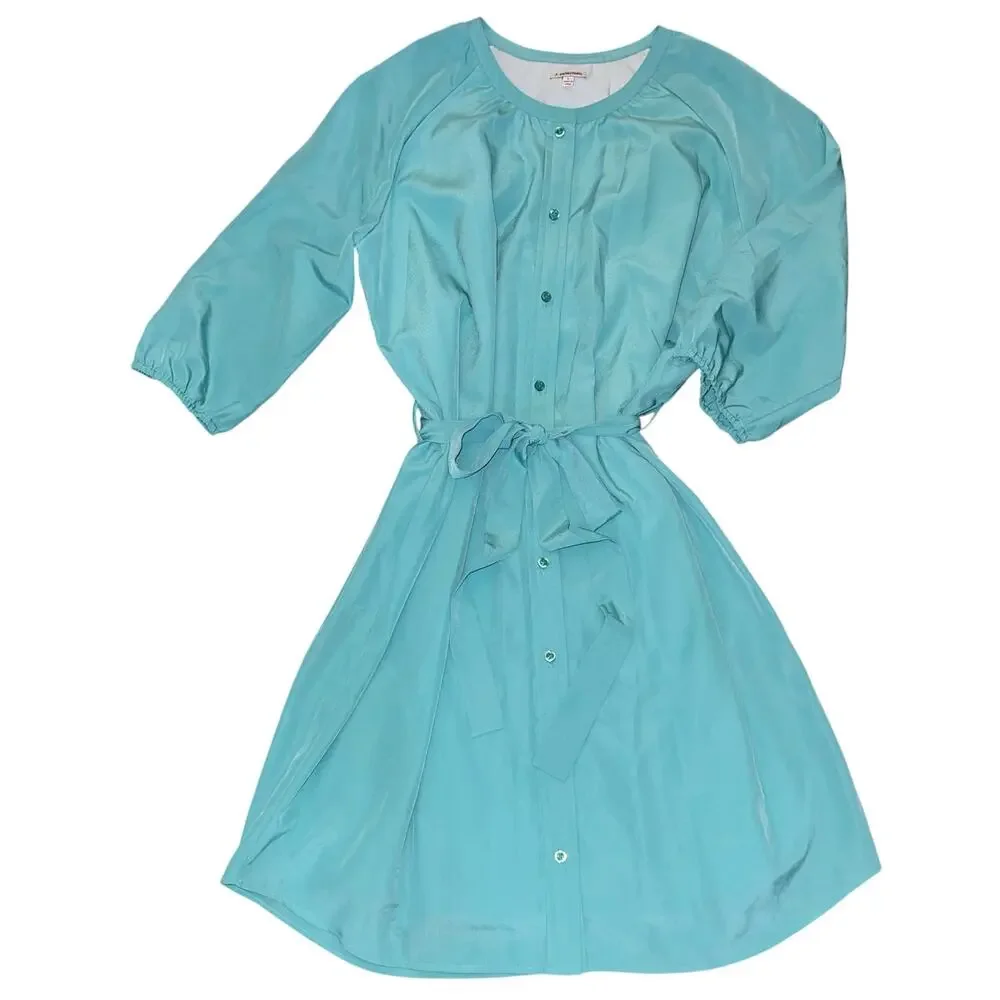 J. Peterman Aqua/Turquoise Button-Front Midi Dress - Picture 3 of 9